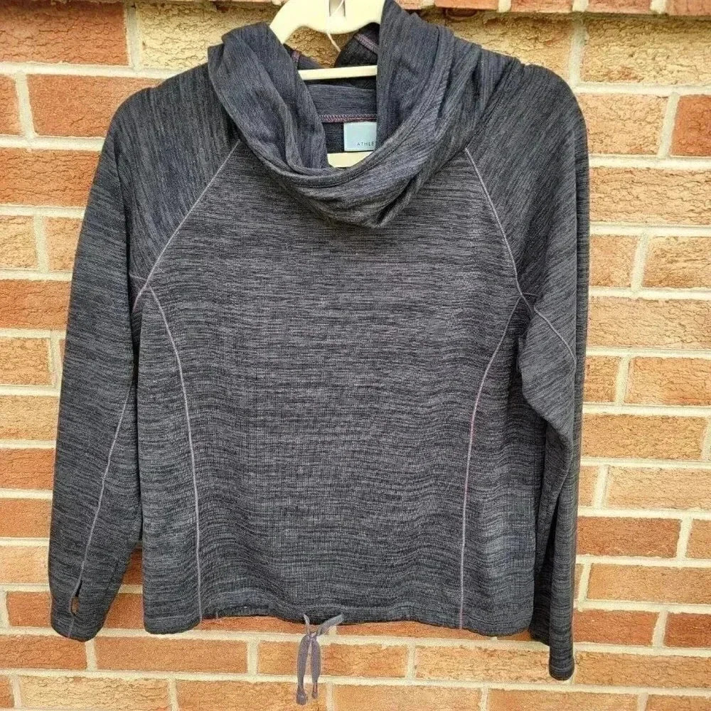 Athleta Pullover Hoodie Sweatshirt Women's Size Small Grey Cinch Waist
